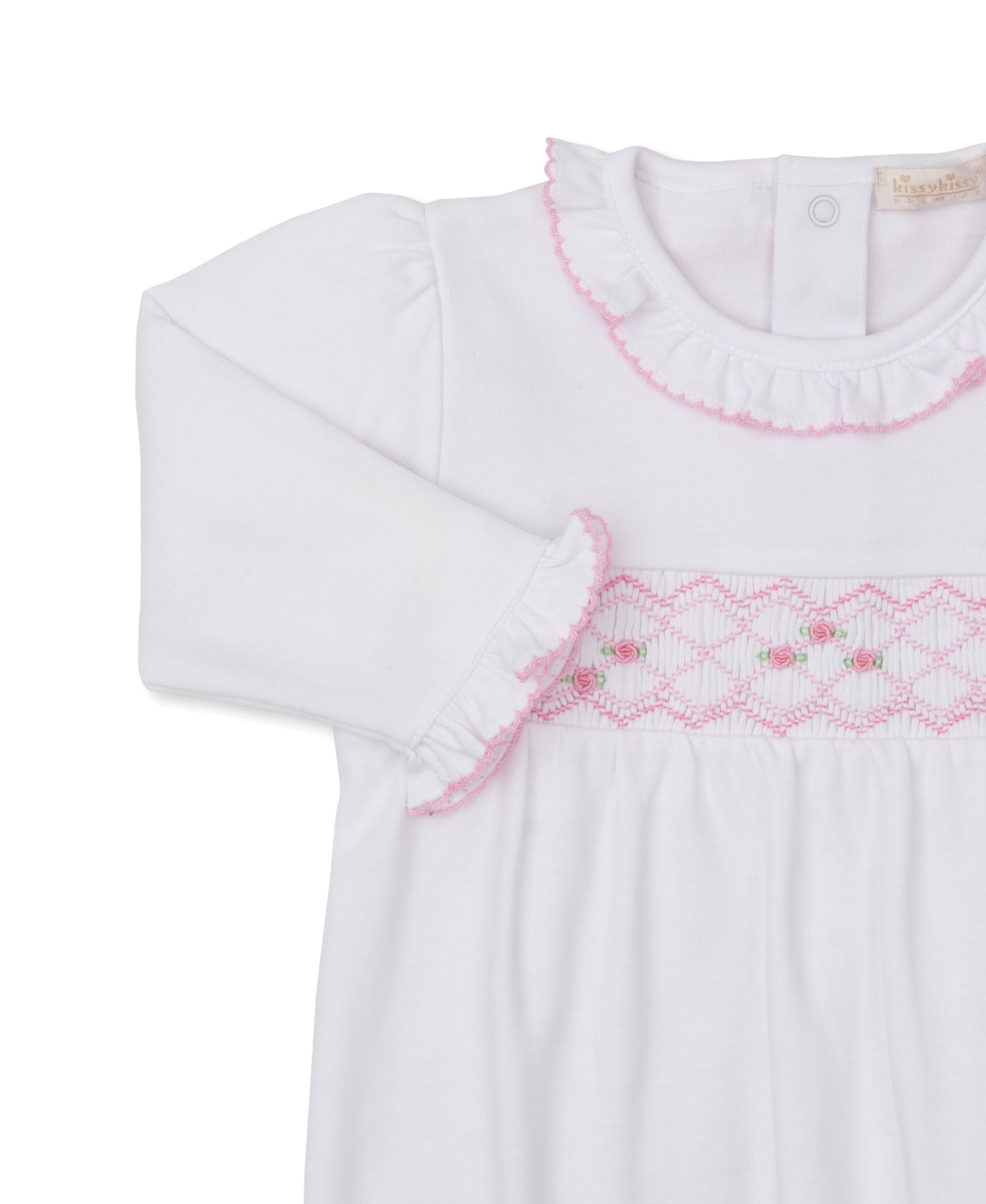 Gown w/Hand Smock, CLB Summer, White/Pink