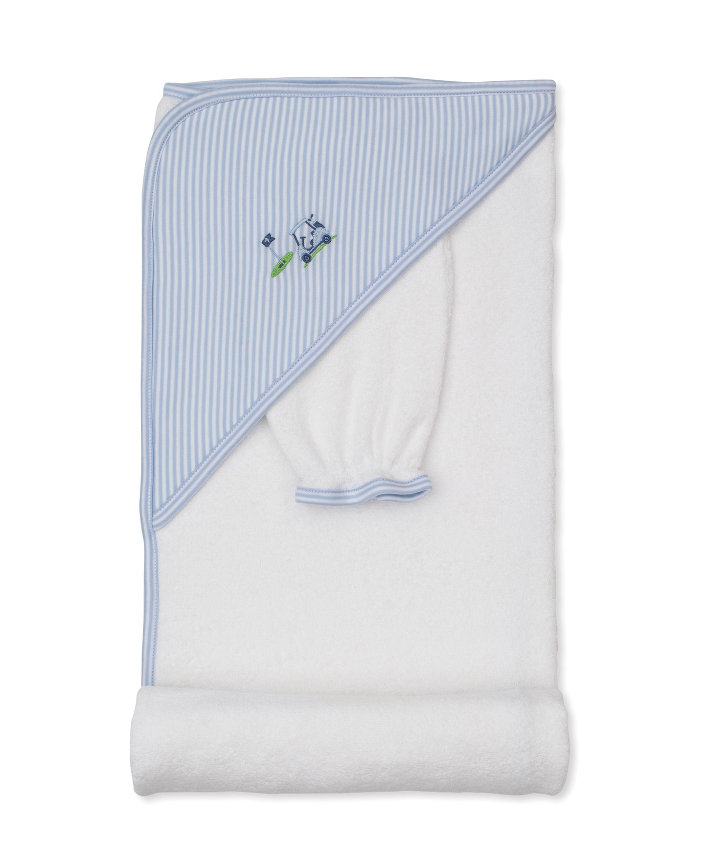 Hooded Towel w/Mitt, White/Blue, Golf Championship