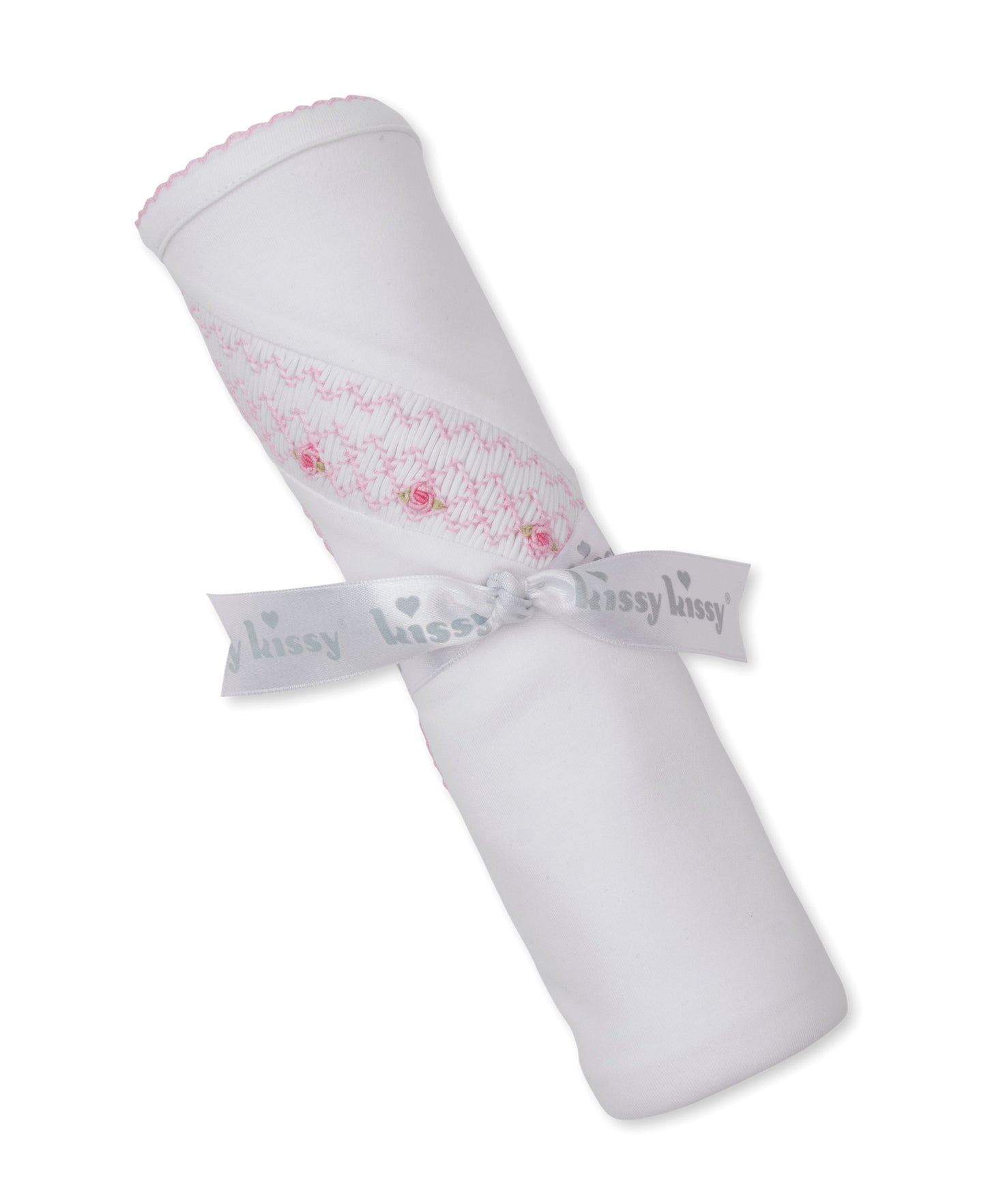 Blanket w/Hand Smock, CLB Summer Bishop, White/Pink