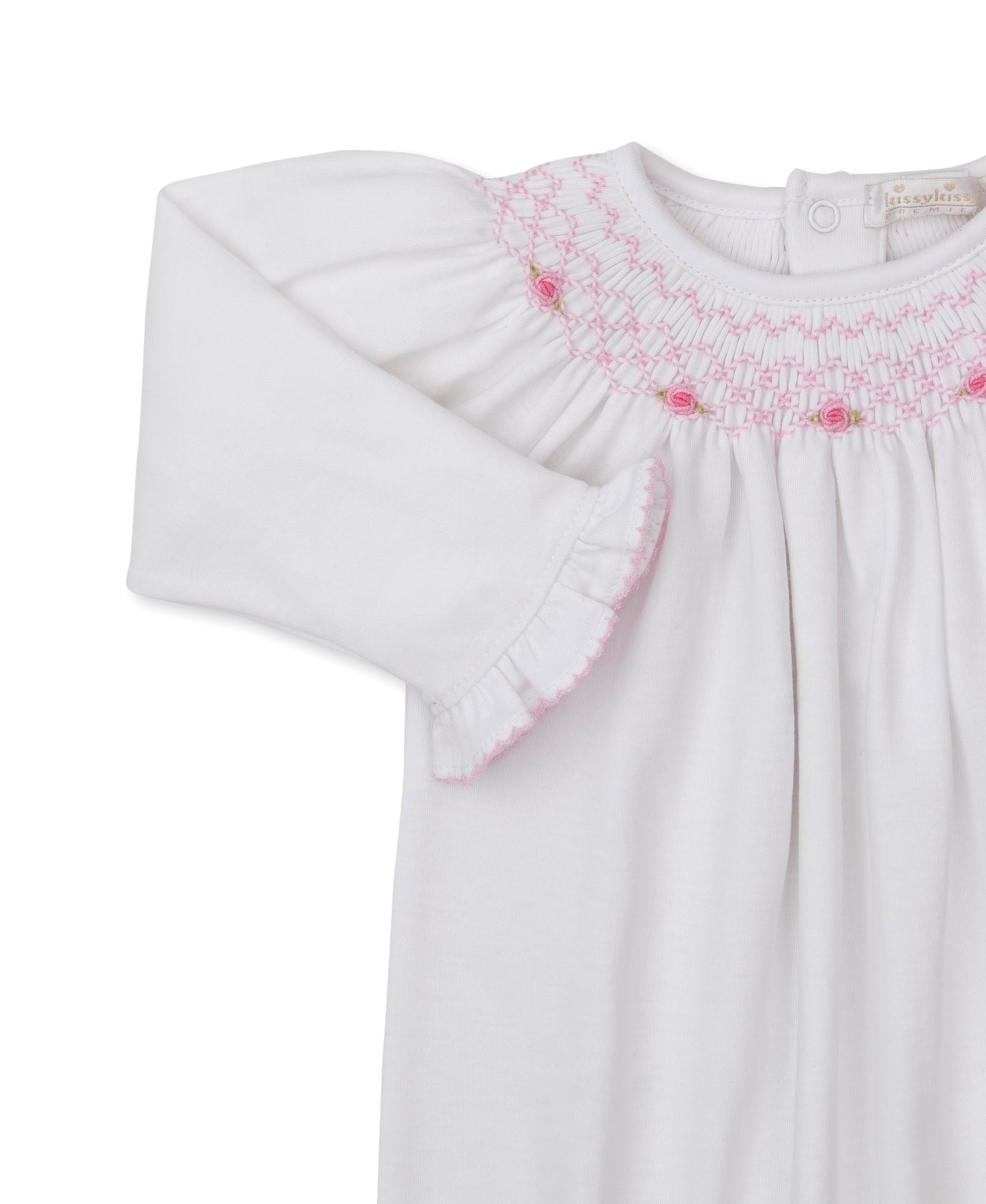 Gown w/Hand Smock, CLB Summer Bishop, White/Pink