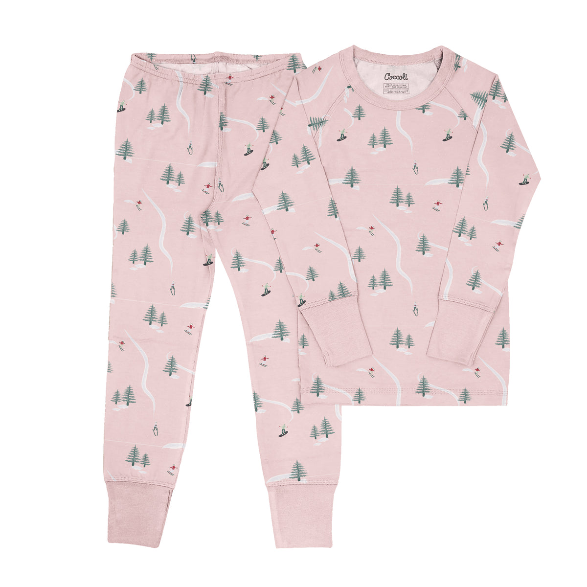 L/S Modal Pajama, Ski on Pink