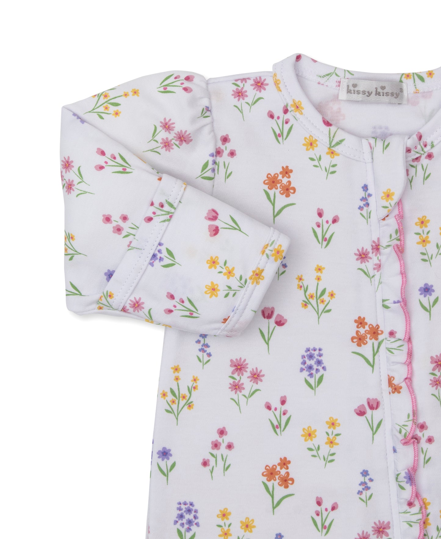 Zip Footie, Summer Wildflowers, White