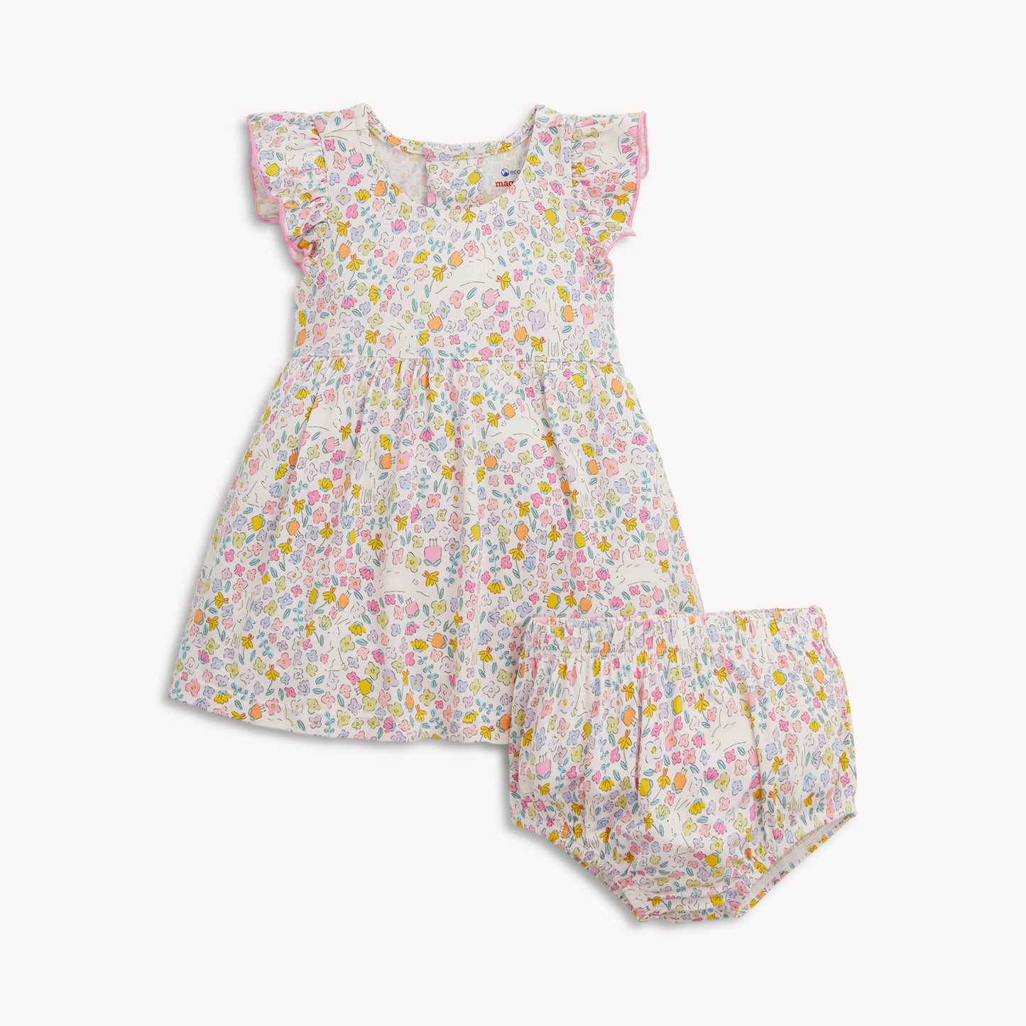 Flutter Sleeve Dress w/Bloomer, Bunny Blossom