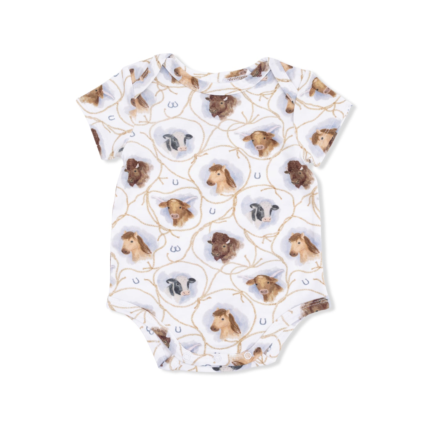 S/S Bodysuit, Farm Animals Rope Cameos