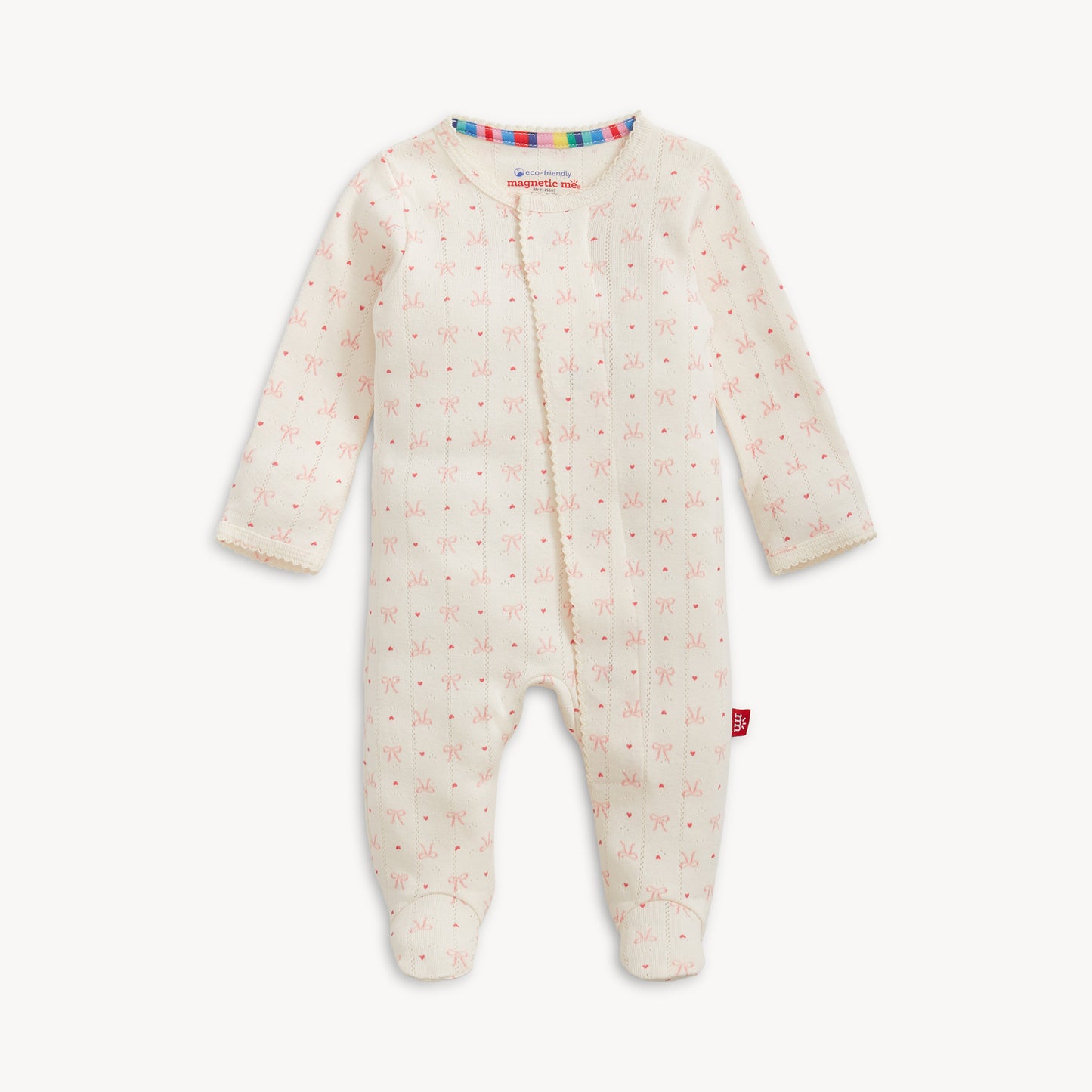 Pointelle Footie, Heart & Bow