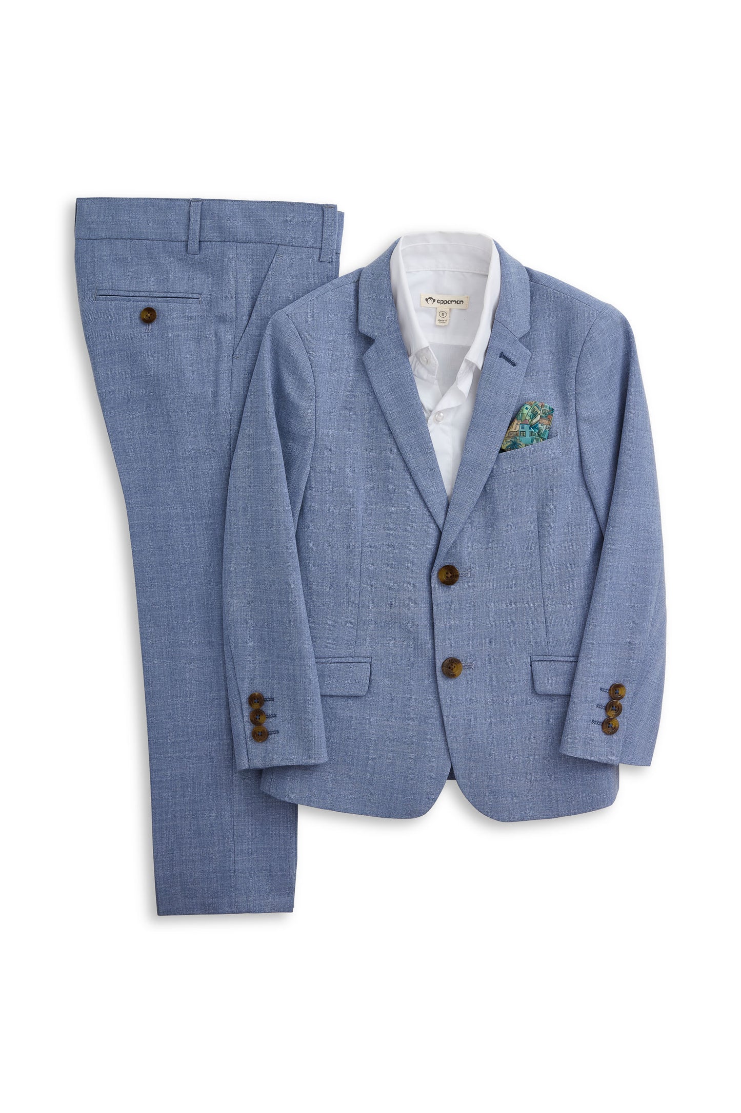 2-Pc Stretchy Mod Suit, Pacific Blue