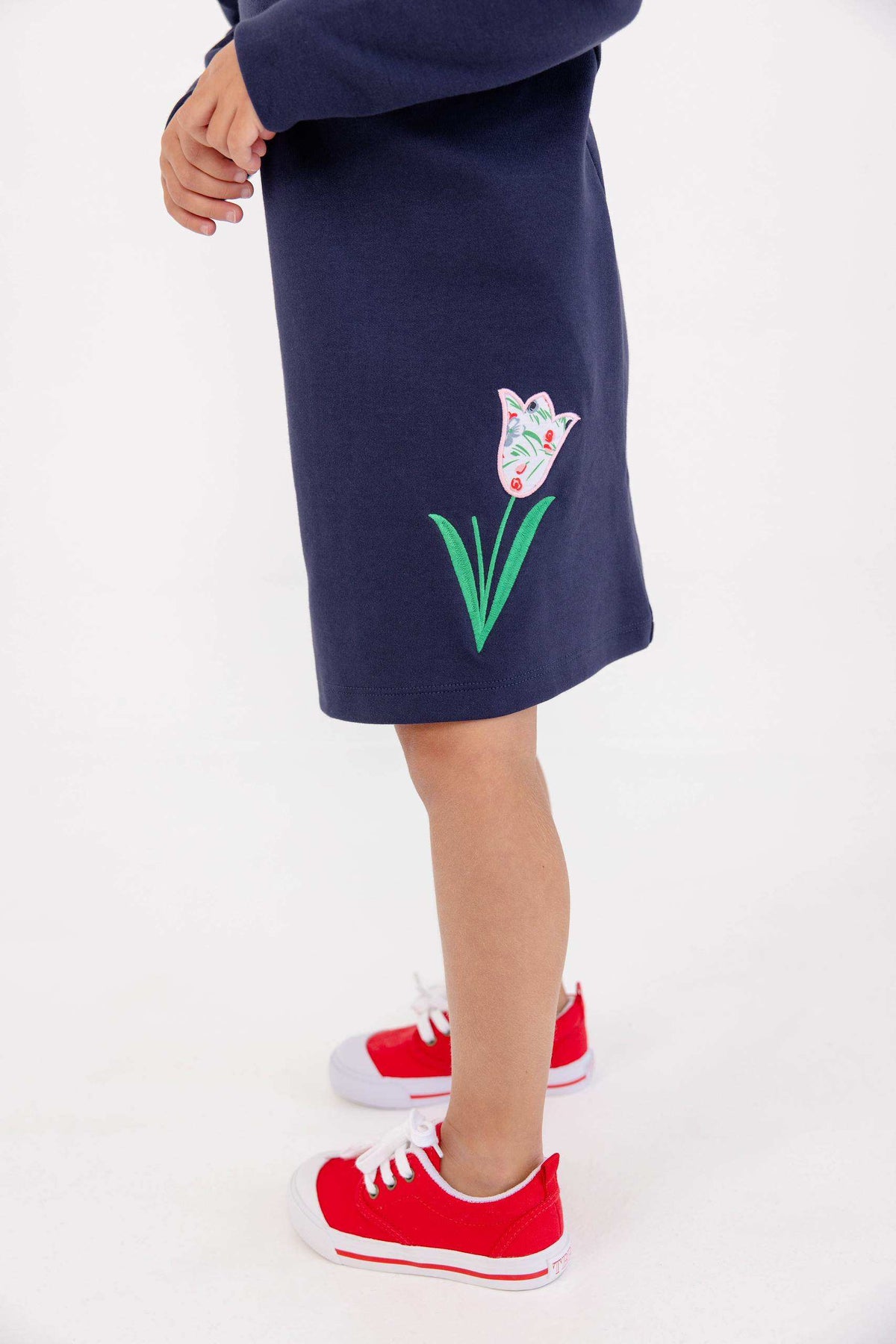 Tatum's Turtleneck Dress, Nantucket Navy w/Tulip