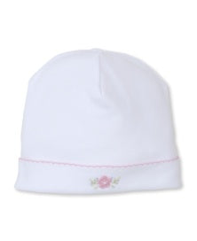 Hat w/Hand Emb., SCE Flower Bouquets, White