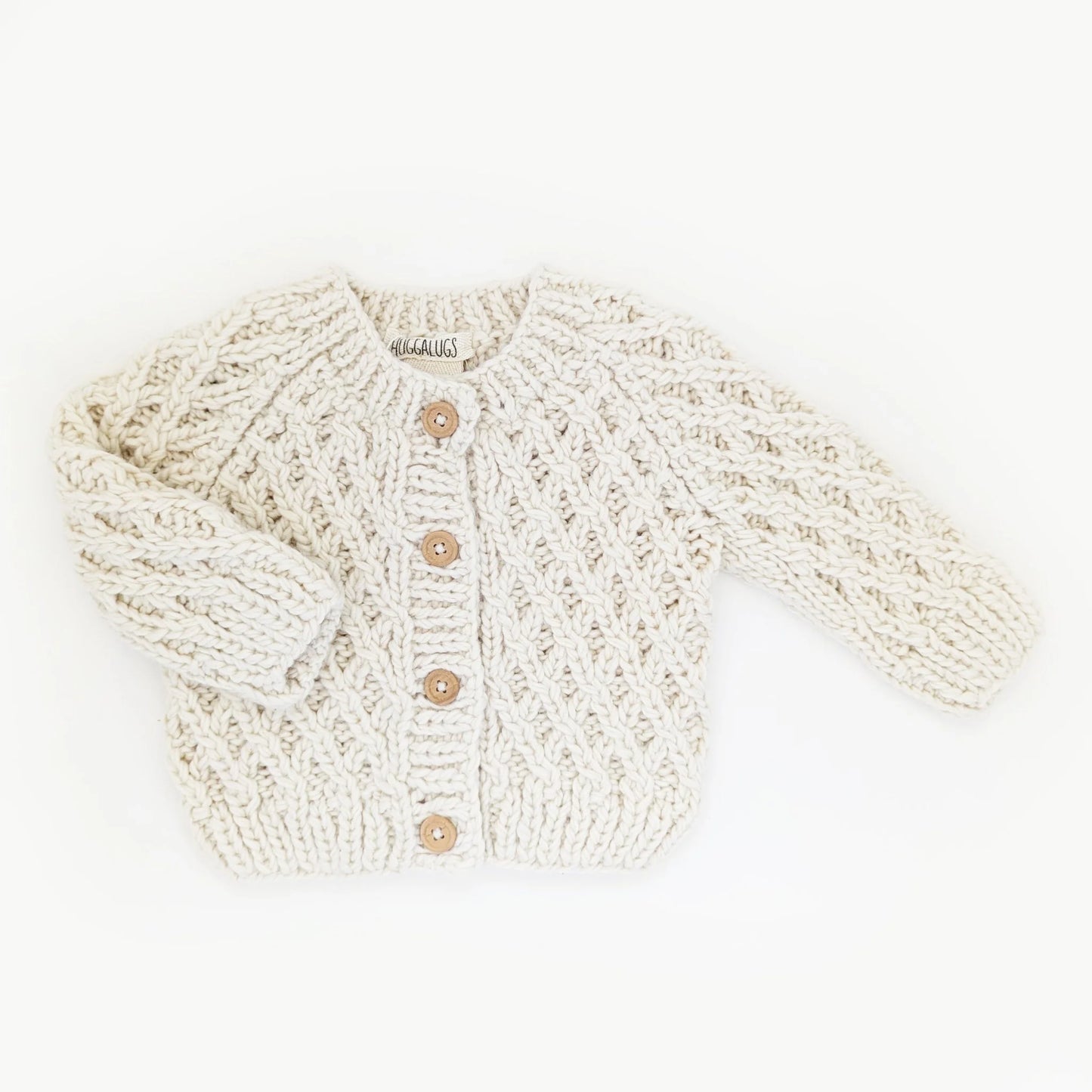 Waffle Cardigan Sweater, Natural