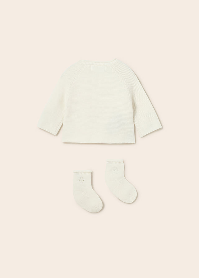 Knit Cardigan w/Socks, Natural, 1359