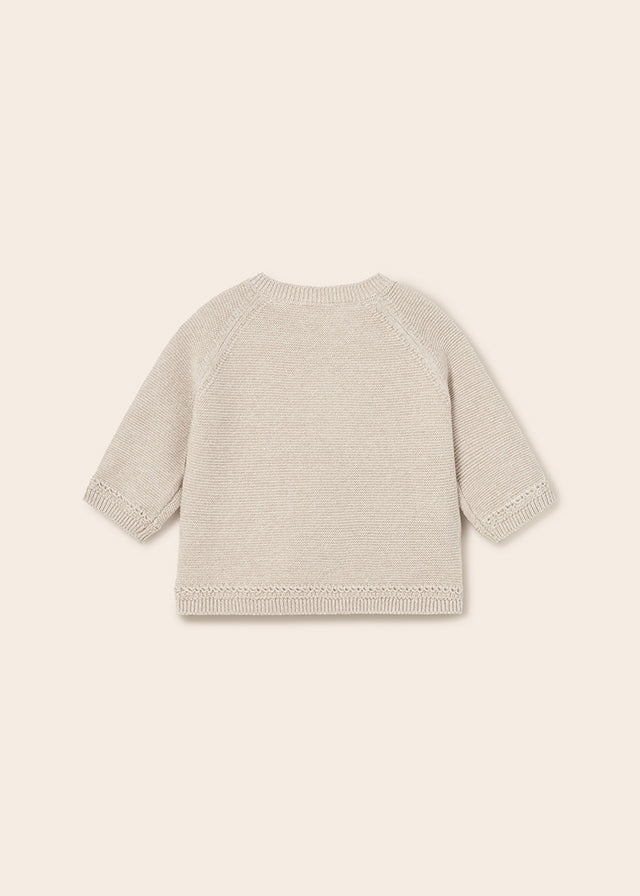 Cotton Knit Cardigan, Beige, 1360