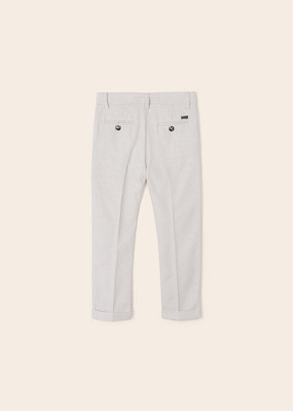 Tailored Linen Pants, Stone, 3514