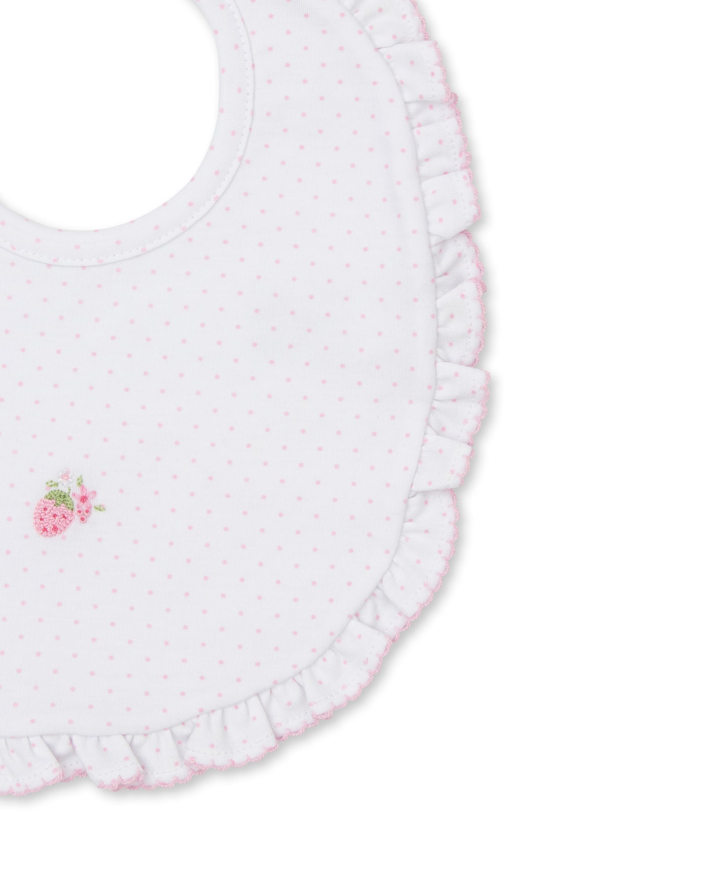 Bib w/ Hand Emb Dot, Strawberries on Top