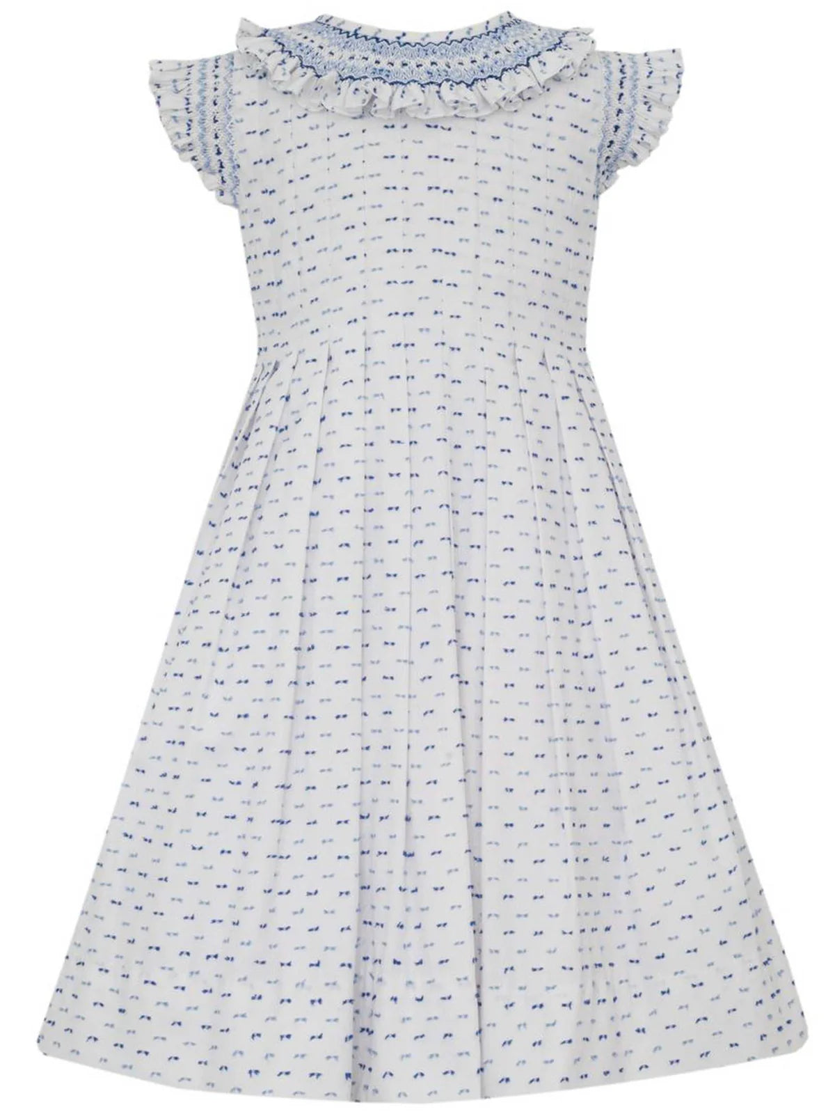 Juliette Dress, Navy/Lt. Blue Swiss Dot