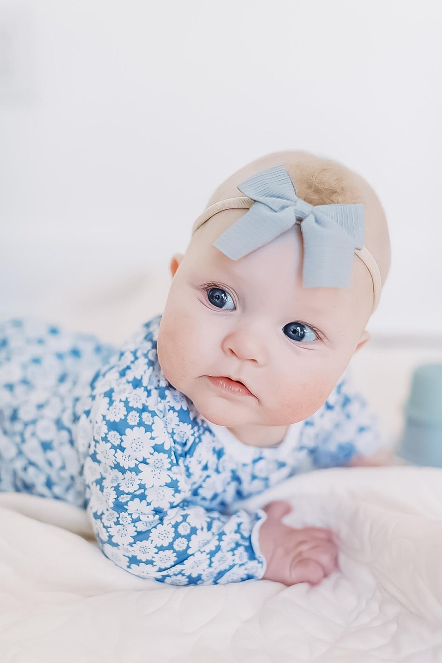 Ruched Romper, Daisies - Blue