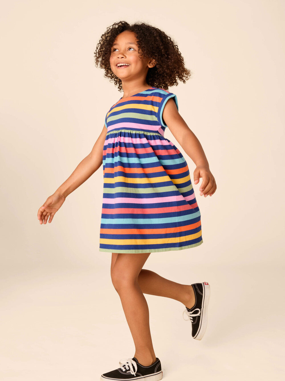 S/S Empire Dress, Nightfall Stripe