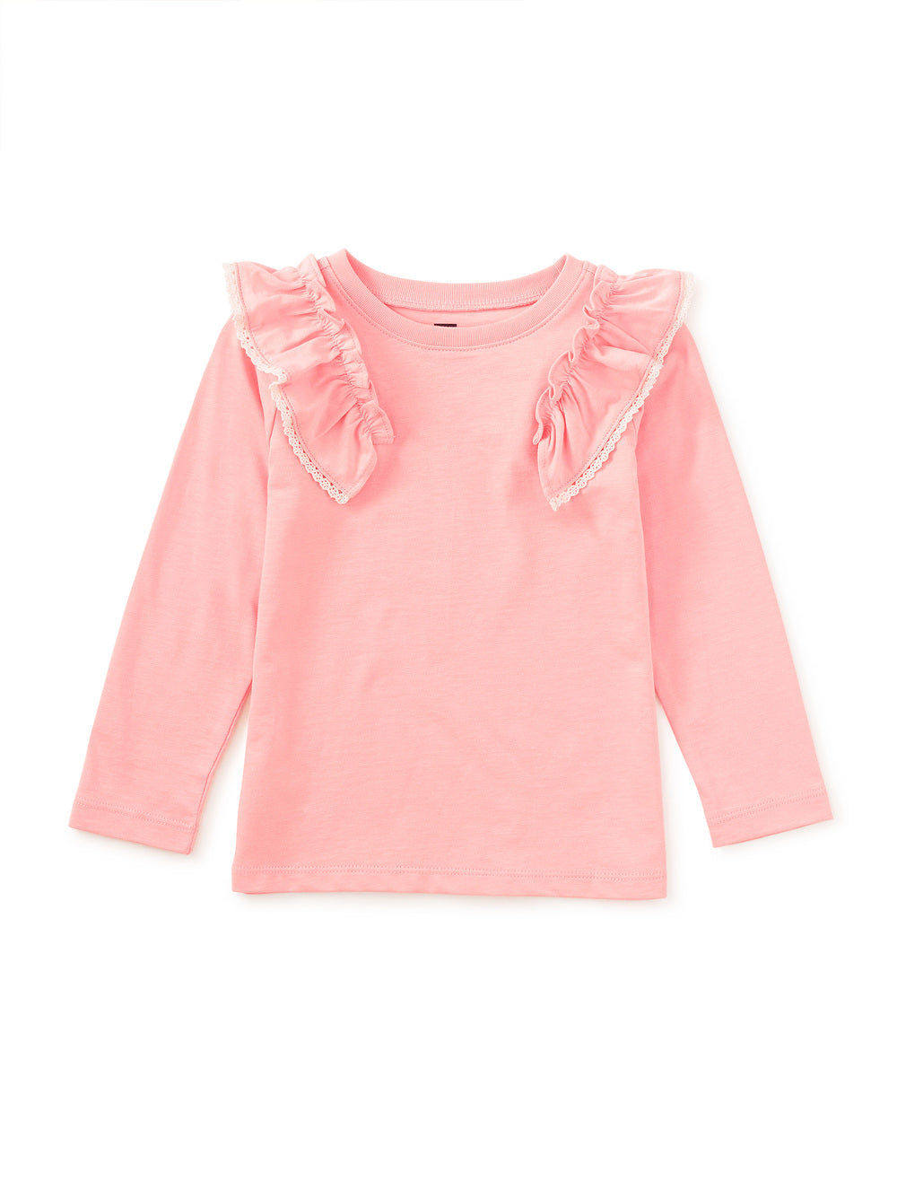 Long Sleeve Lace Trim Top, Cherry Blossom