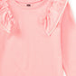 Long Sleeve Lace Trim Top, Cherry Blossom