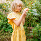 Crochet Trim Ruffle Dress, Vintage Floral Tile