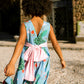 Sleeveless Hi-Lo Sash Dress, Peacock Floral