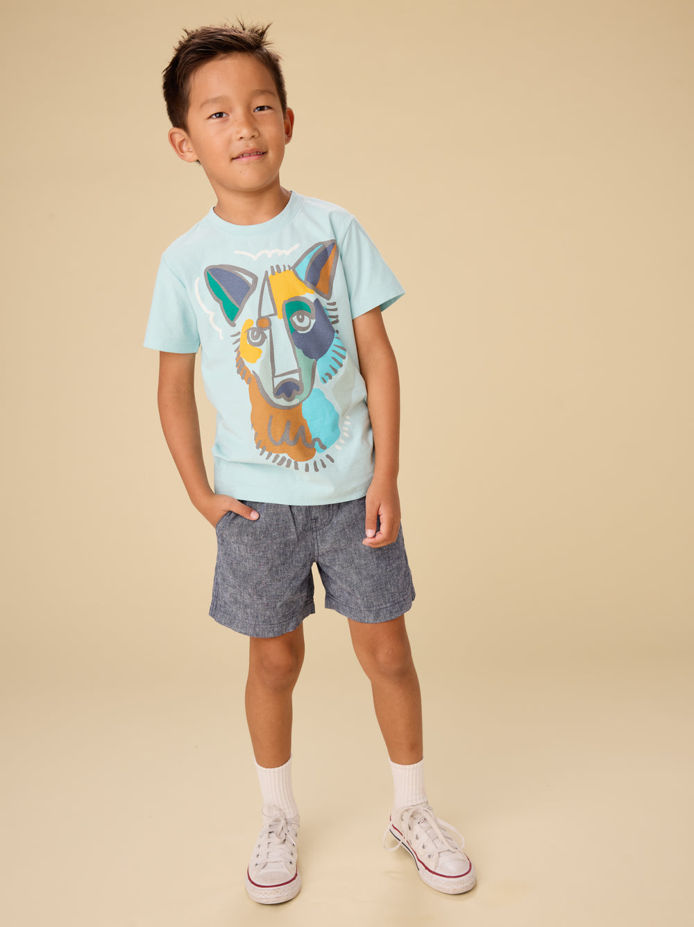Double-Sided S/S Graphic Tee, Picasso Wolf
