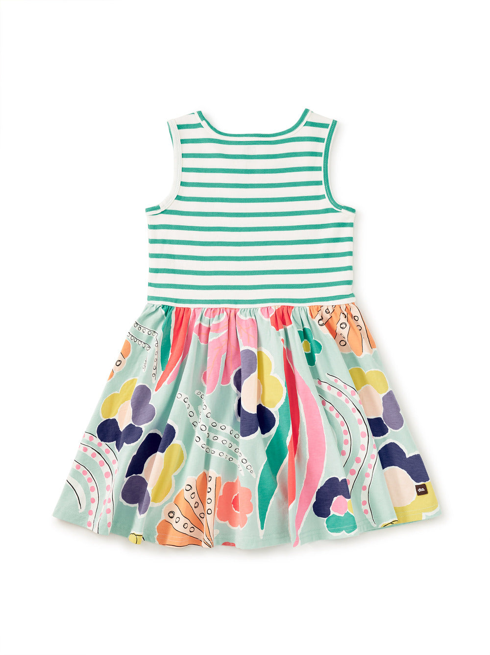 Print Mix Tank Skirted Dress, Sea Floral