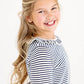 Reese Ruffle Sweater, Nantucket Navy/Palmetto Pearl Stripe