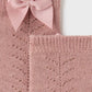 Socks w/Pointelle Detail and Bow, Sparkle Blush