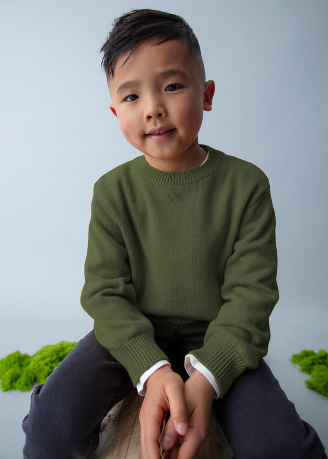 Crew Neck Sweater, Olive, 311