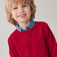 Cotton Crewneck Sweater, Red, 323