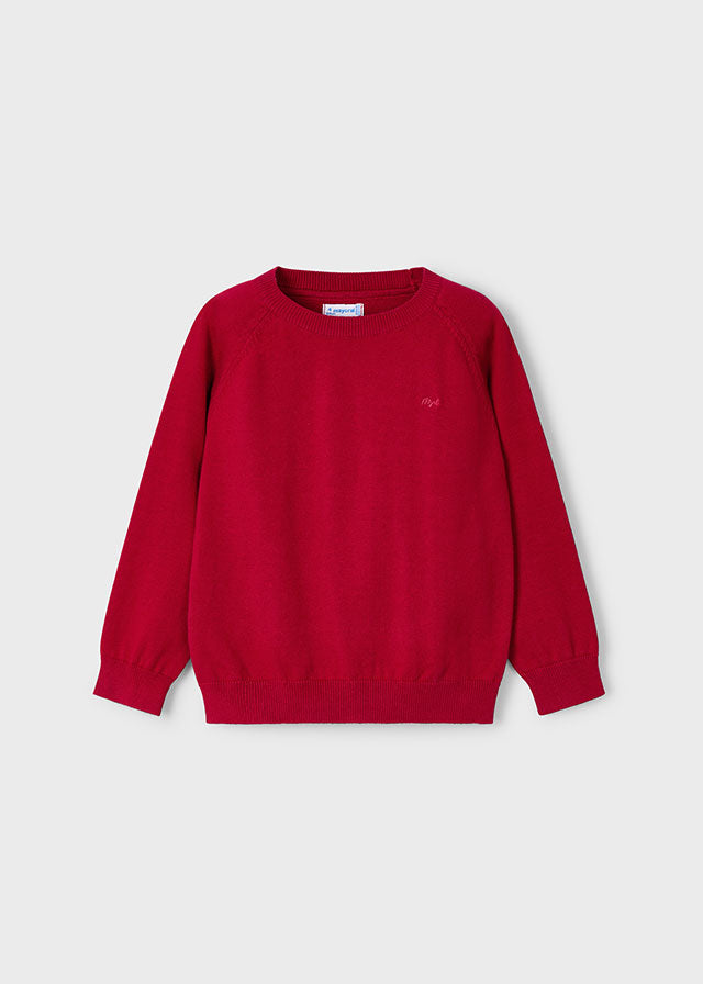 Cotton Crewneck Sweater, Red, 323