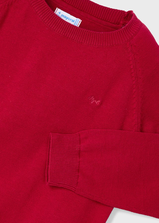 Cotton Crewneck Sweater, Red, 323