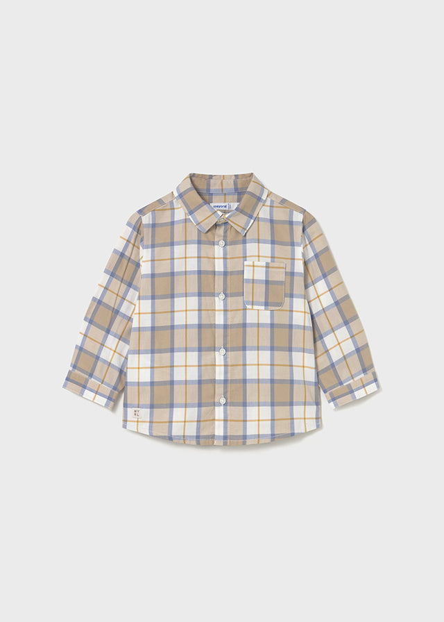 L/S Checked Shirt, Oatmeal, 2109