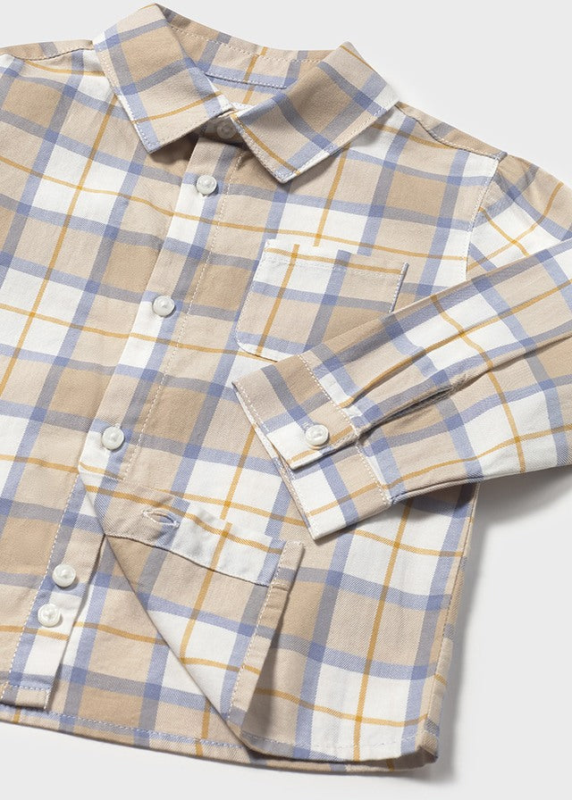 L/S Checked Shirt, Oatmeal, 2109
