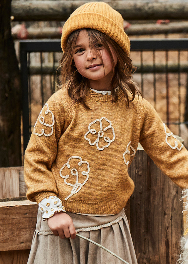Flower Sweater, Mustard, 4308
