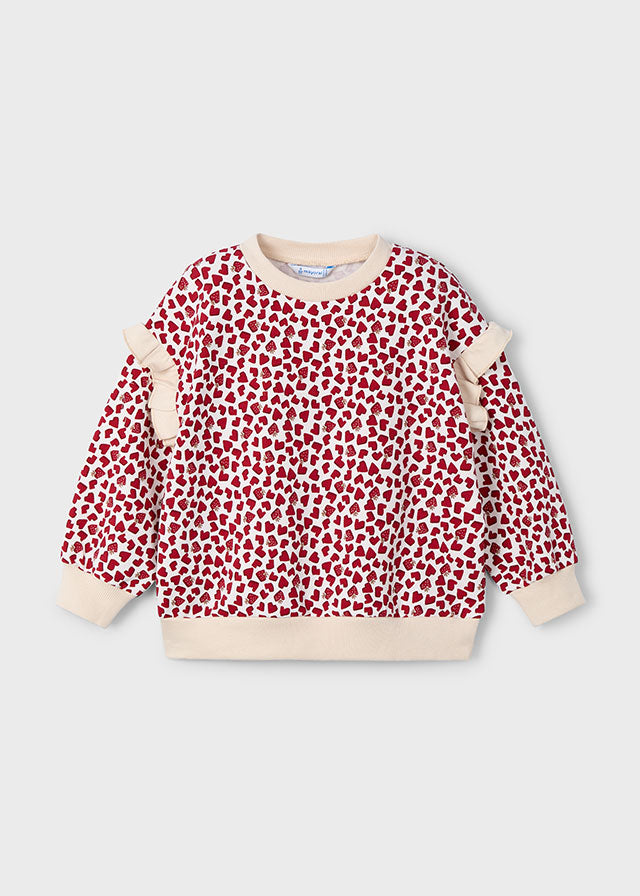 Ruffle Sleeve Pullover, Strawberries, 4433