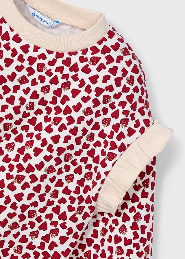 Ruffle Sleeve Pullover, Strawberries, 4433