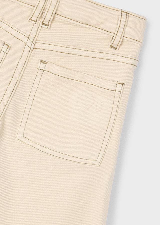 Wide Leg Twill Pants, Almond, 4576
