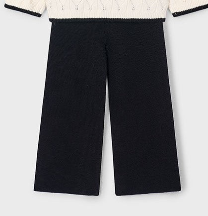 Wide Leg Knit Black Pants, 4582