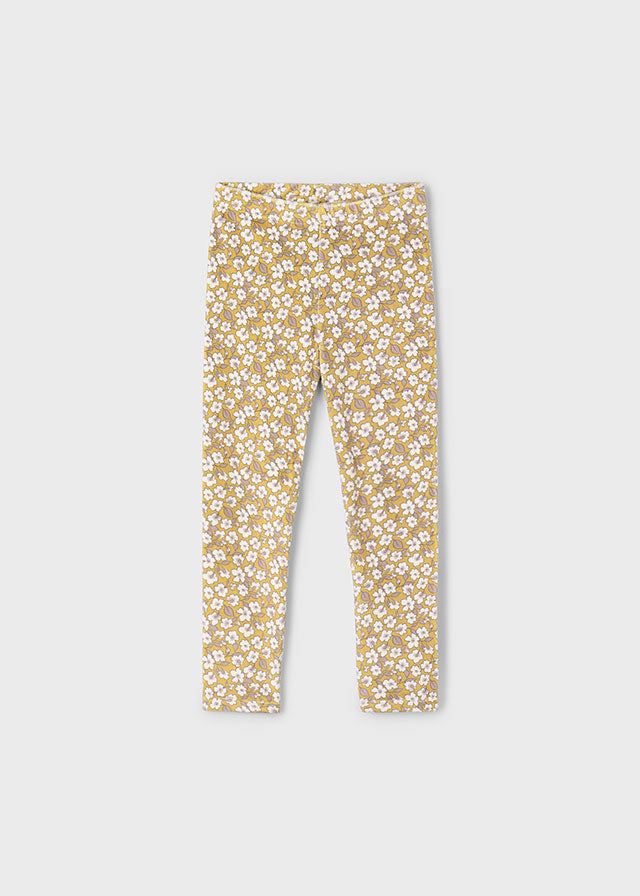 Printed Velvet Leggings, Yellow Floral, 4715