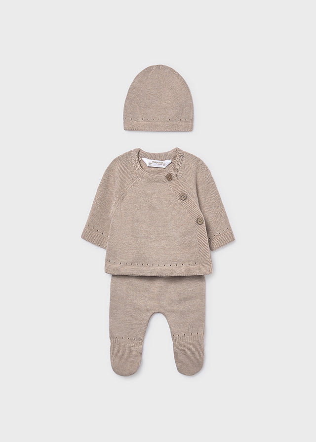 Knit Sweater and Hat Set, Sand, 9981