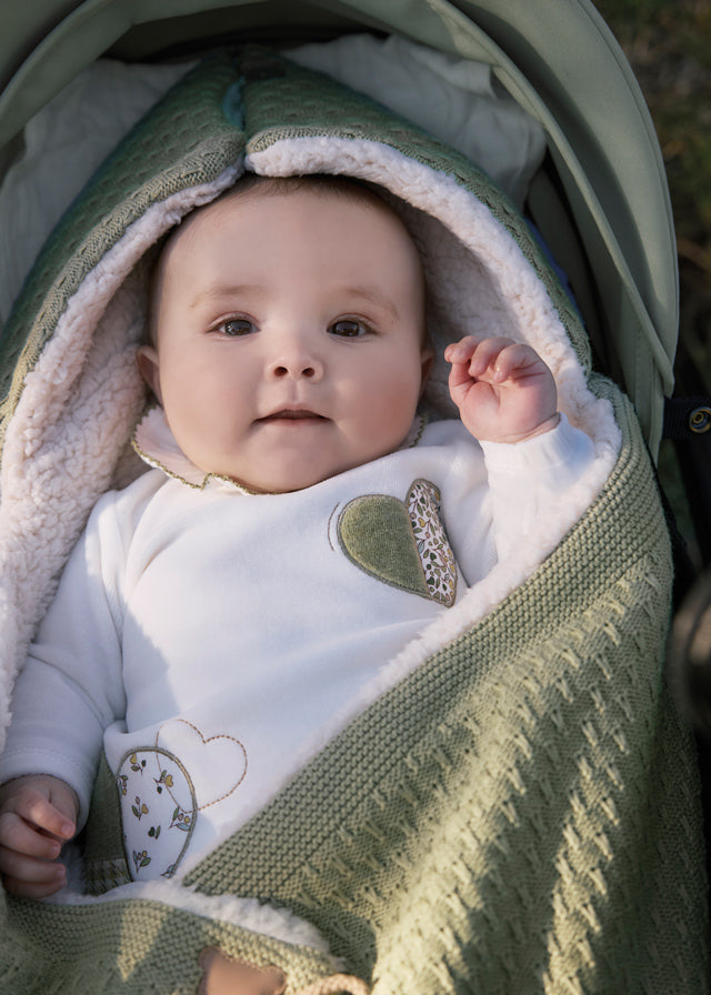 Hooded Stroller Blanket, Sage, 9999