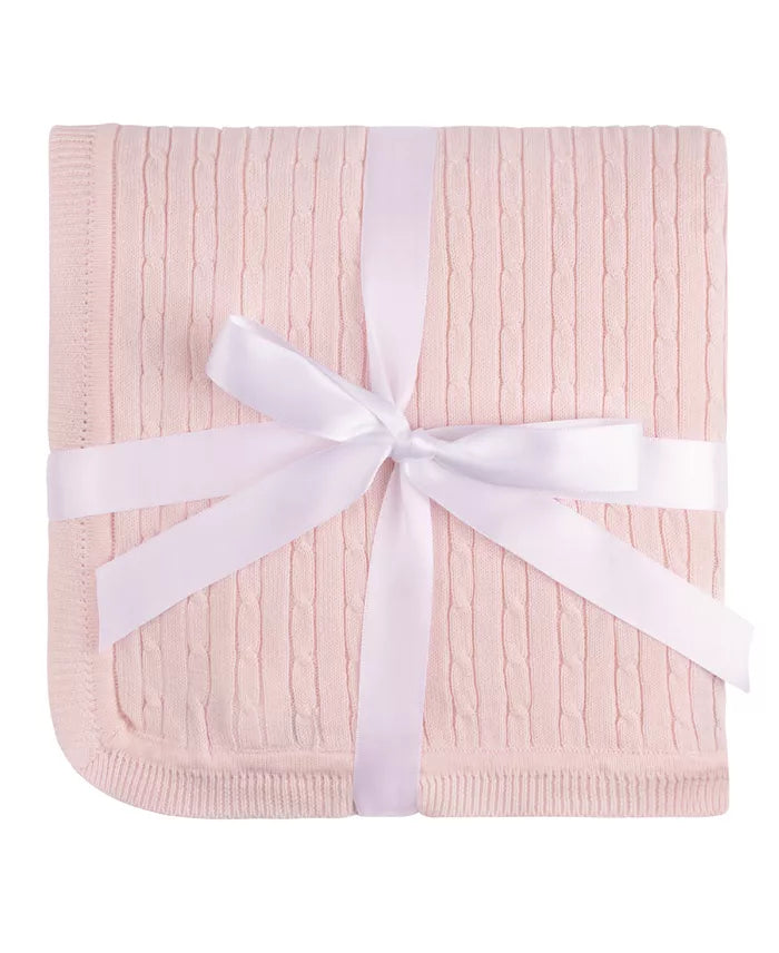 Cable Knit Blanket, Pink
