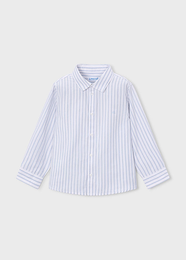 L/S Dress Shirt, Blue/White Stripe, 146