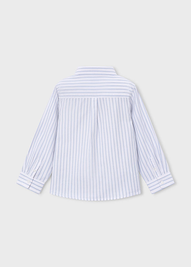 L/S Dress Shirt, Blue/White Stripe, 146