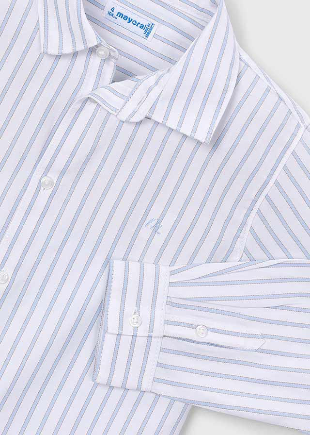 L/S Dress Shirt, Blue/White Stripe, 146