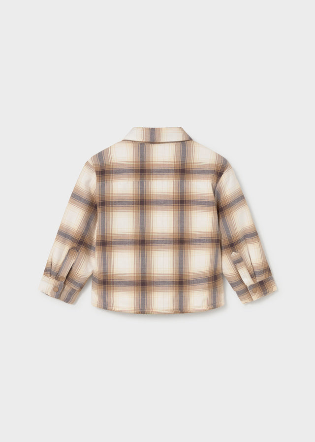 L/S Fleece-Lined Plaid Shirt, Brown, 2108
