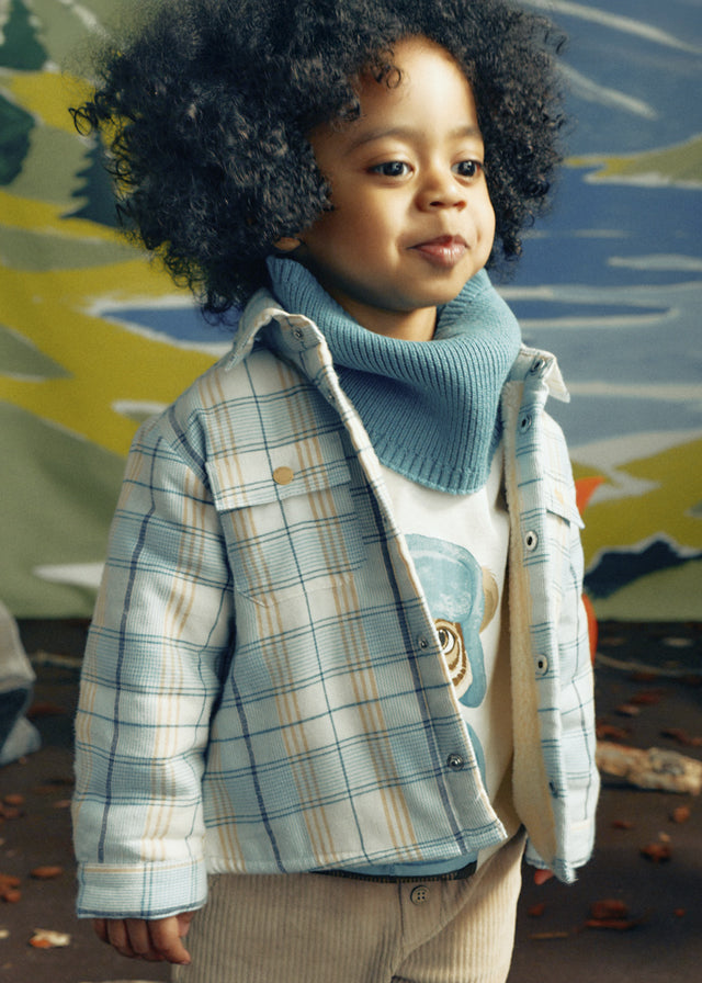 L/S Fleece-Lined Plaid Shirt, Blue, 2108