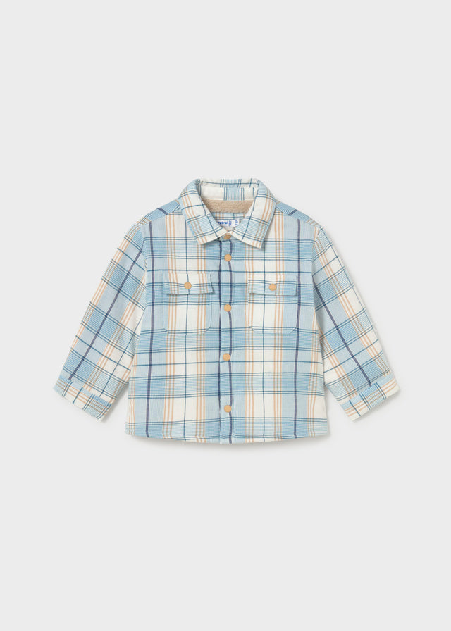 L/S Fleece-Lined Plaid Shirt, Blue, 2108