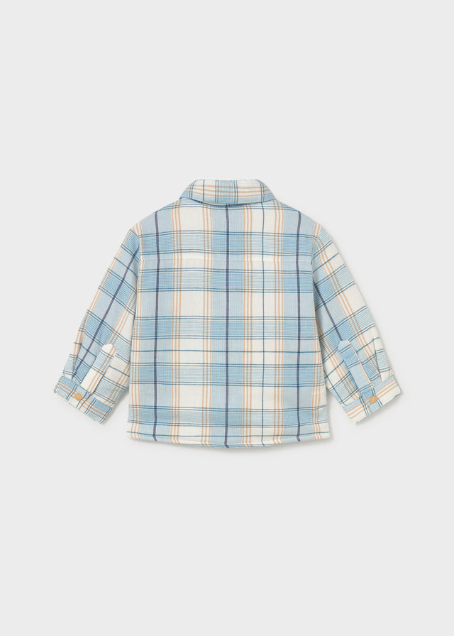 L/S Fleece-Lined Plaid Shirt, Blue, 2108